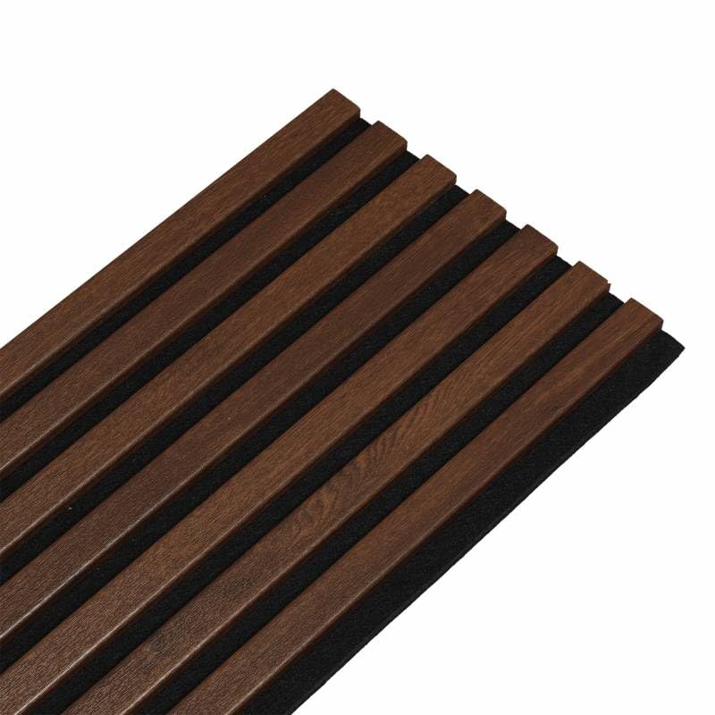 Panneau mural acoustique tasseaux bois chêne foncé 250x30 cm