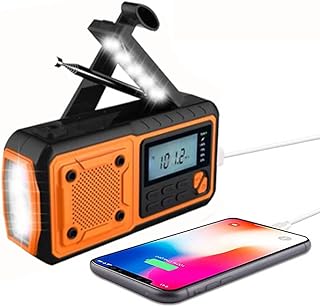 Emergency Radio Digital Weather Radio Solar Hand Crank Radio Portable Survival Radio SOS Survival Portable Radio with USB Charger Flashlight for Outdoor Home and Emergency 4000mAh Power Bank