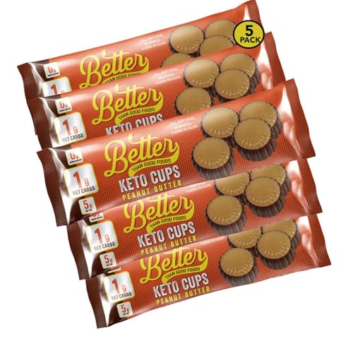 Better Than Good Keto Chocolate Peanut Butter Cups – Low Carb Buckeyes, Healthy, Gluten Free, Low Calorie & 0g Added Sugar – Diabetic Friendly Protein Snacks For The Whole Family (5-Pack of 4 Each)