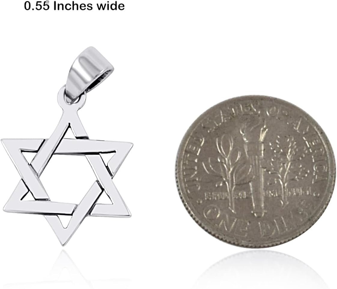 Miniatura 2 de AJDesign Collar con colgante de estrella de David de plata de ley 925, joyería judía para hombres y mujeres religiosas