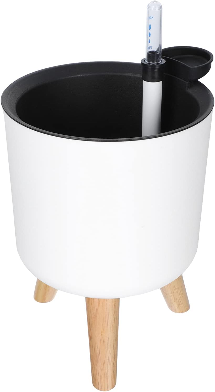 Generic Self Watering Planter Self- Watering Garden Planter Plant Pot Footed Flower Pot with Water Level Indicator African Violet Pot for Indoor Plants White, 23.5x17cm, (MXO41Q494714GE)