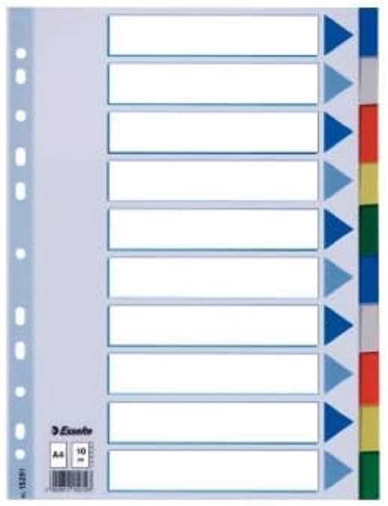 Esselte 795758 10 Positions Cover Included Polypropylene Divider