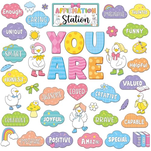Weekgrat 45pcs Goose Affirmation Station Bulletin Board Set Classroom Decor
