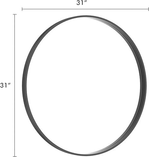 Miniatura 4 de HOMECOOKIN Espejo redondo de madera, espejo redondo de pared de baño de 31 pulgadas, espejos circulares para decoración de pared, tocador, sala de