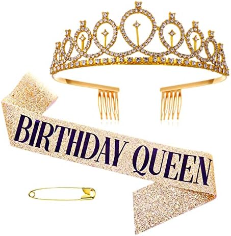 KEUKORZ Geburtstagskrone Mit Schärpe - Birthday Girl Set In Gold Für Prinzessinnen