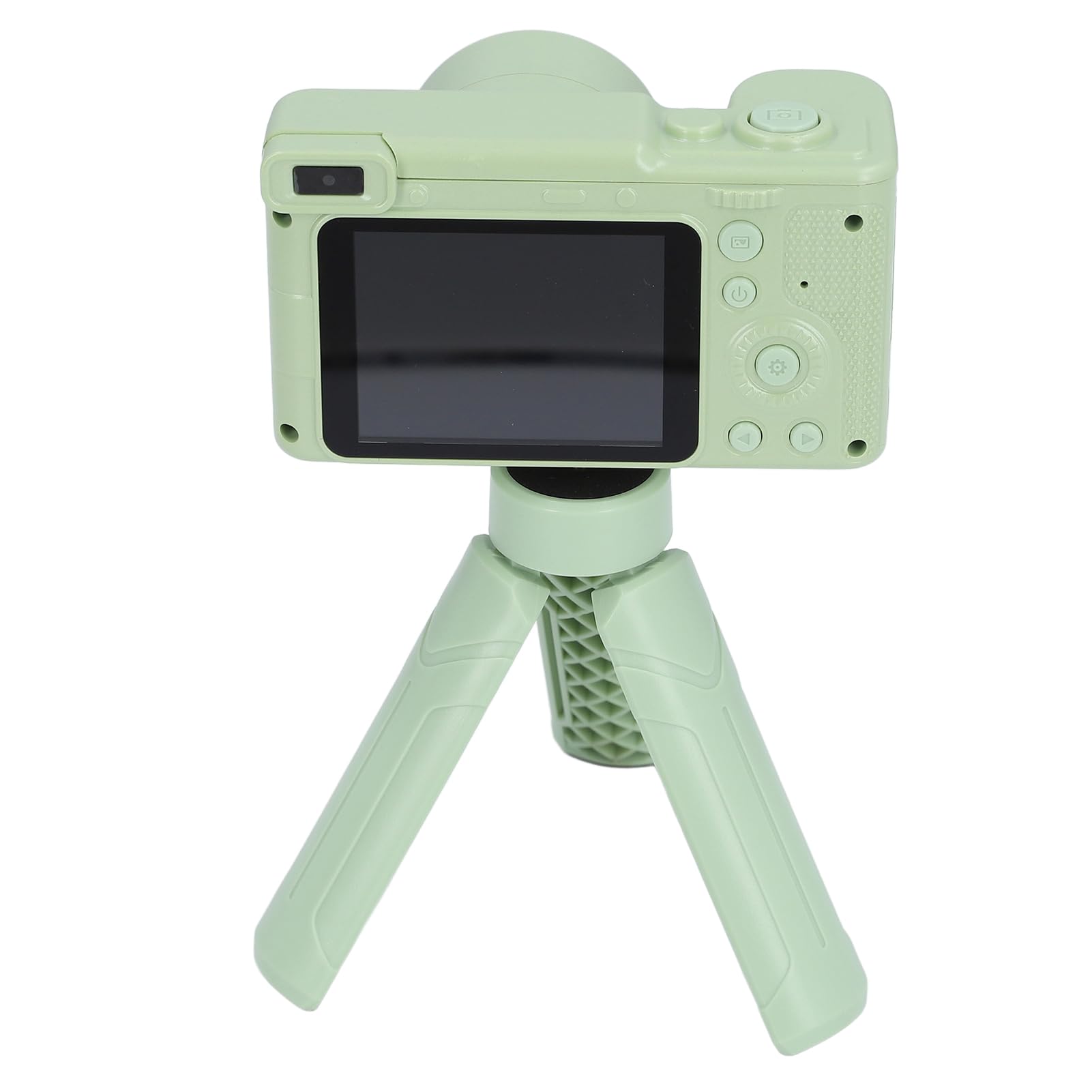 Kids Digital Camera 1080P Front Rear Lens 12MP Video Camera with IPS Screen Tripod Boys Girls Birthday Electronic Image Stabilization (Green)