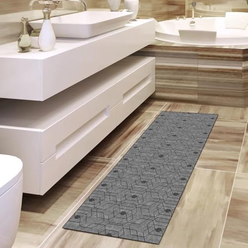 Alfombra pasillo gris que no se mueve, lavable 80x150 para suelos fríos 4