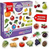 Photo Fruits&Berries&VEGETABLEs-50 Magnets for Kitchen -Real Large Fridge Magnets for Toddlers- Magnetic Educational Toys Baby 3 Year Old Baby - Learning Magnets for Kids- Kid Magnets