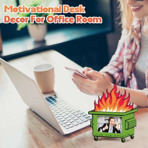 Yerliker 1 Set Dumpster Fire Picture Frame Desk Decor Employee Appreciation Gifts 4.7 x 5.7 Inches Mini Photo Frame Funny Office Gifts for Coworkers(Light Green) - Image 5