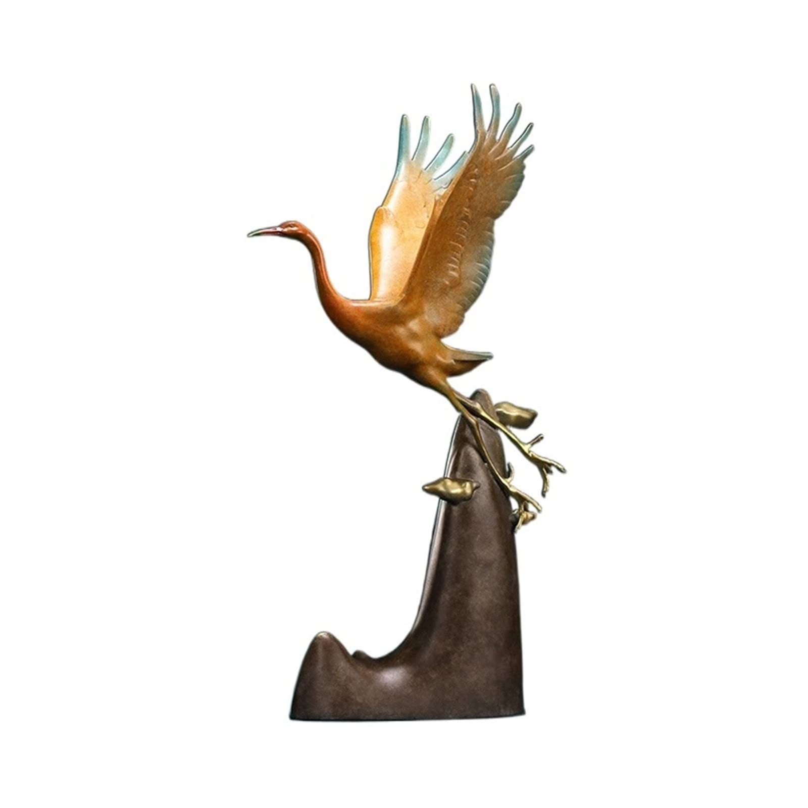 hongchenke34 Copper statue All Copper Crane Ornament Chinese Zen Home Crafts Living Room Entrance Decorative