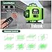 16 Line Laser Level 360 Self Leveling, 4x360°Professional 4D Green Cross Line laser Level with 2 Batteries,for Construction and Picture Hanging, Horizontal Line leveler Tool (Green)