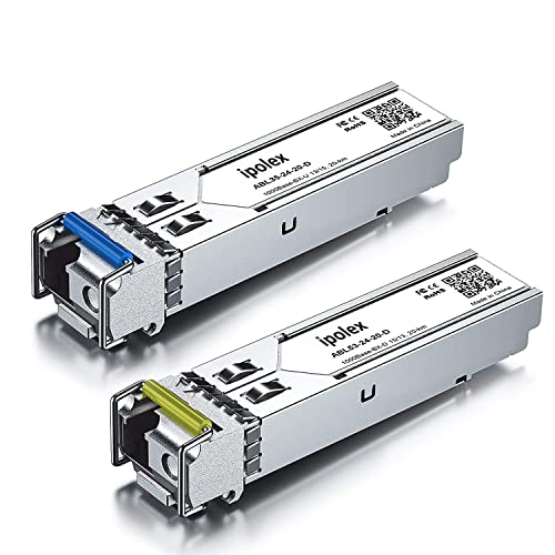 Image of ipolex 1000Base-BIDI SFP Module, a Pair of 1.25G SFP Bidi SFP, Gigabit SingleMode SFP Transceiver, 1550nm /1310nm, up to 20 km, for Cisco, Ubiquiti UniFi UF-SM-1G-S, Mikrotik, D-Link, Netgear
