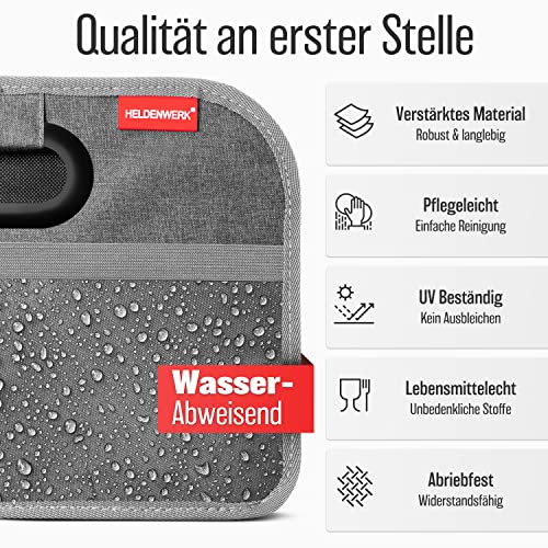 HELDENWERK Kofferraumtasche faltbar mit Anti-Rutsch-Klett - Kofferraum-Organizer, Auto Faltbox, Einkaufstasche - verstärkt und stabil