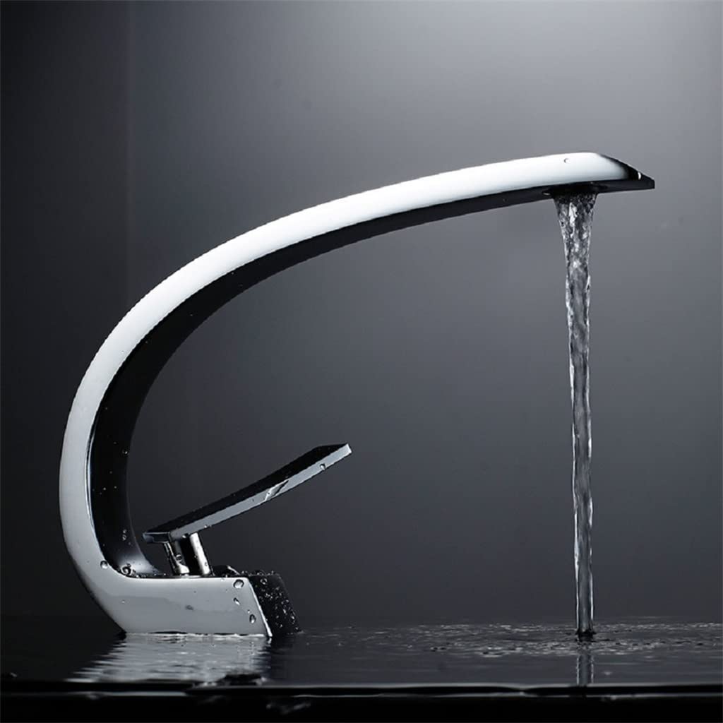 Robinet de lavabo mitigeur laiton chromé argent pour meuble vasque salle de bain