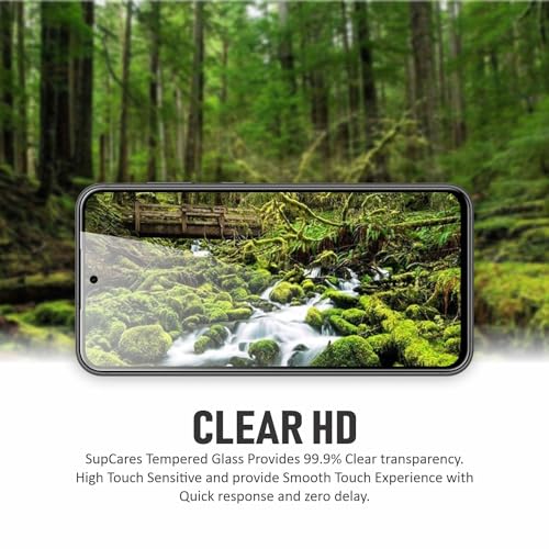 Image of SupCares Tempered Glass for Samsung Galaxy S23 FE (6.4 Inch) With Installation Kit | 9H Edge to Edge Screen Protector | Black