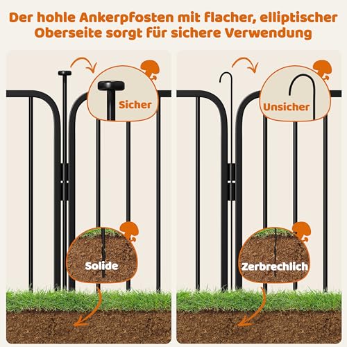 Yaheetech Welpenauslauf 12-teilig 100cm hoch, Welpenlaufstall mit integriertem Schloss, Geräuscharme Rohre, Bodenschoner, 8 mm Verstärkte Metalldrähte, Hundelaufstall für Wohnung & Garten