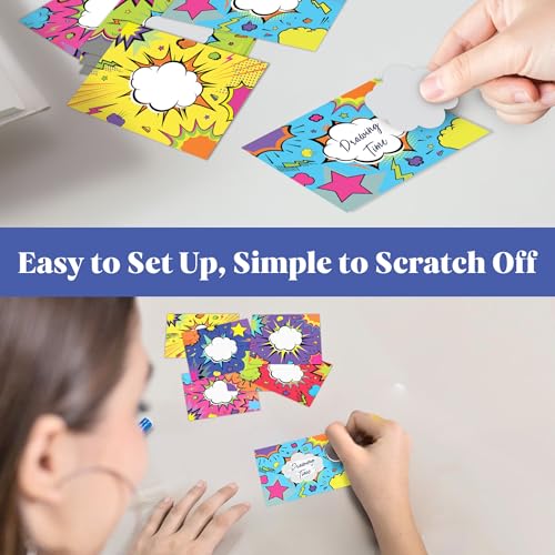 Woodamore Custom Scratch Off Cards - Scratch Off Tickets for Prizes, Make Your Own Scratch Off Cards, DIY Scratch Cards with Stickers for Birthday, Teacher Scratch Offs for Classroom