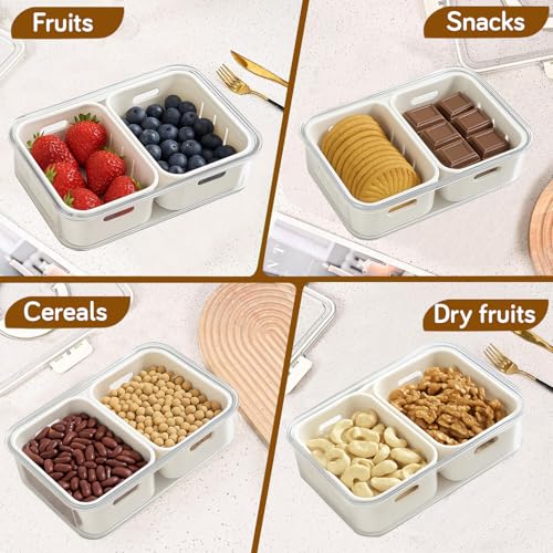 Image of HOKIPO Fridge Storage Containers with 2 Partition - BPA Free Food Grade Plastic Storage Containers for Refrigerator & Freezer | Fresh Vegetable Crisper Box & Kitchen Storage Set (AR-6102)