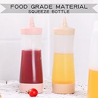 Vista 4 de DOERDO - 3 botellas de plástico para salsa, condimentos, ensalada, aderezo, salsa de tomate, aceite de oliva, barbacoa, 12 onzas con tapa