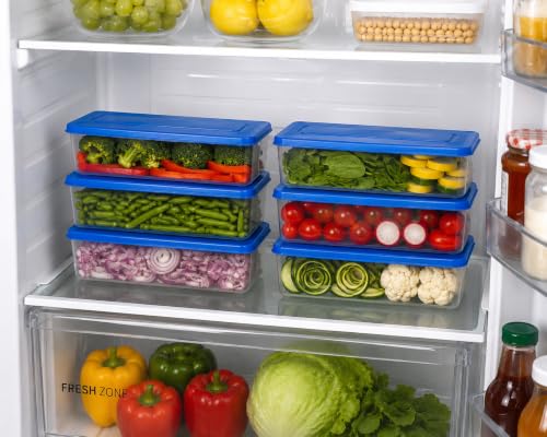 Image of Fridge Storage Containers Set of 2 (1500 ML Each) with LID, Stackable Fridge Storage Boxes for Fruits & Vegetables, BPA Free Kitchen Storage Containers for Fridge