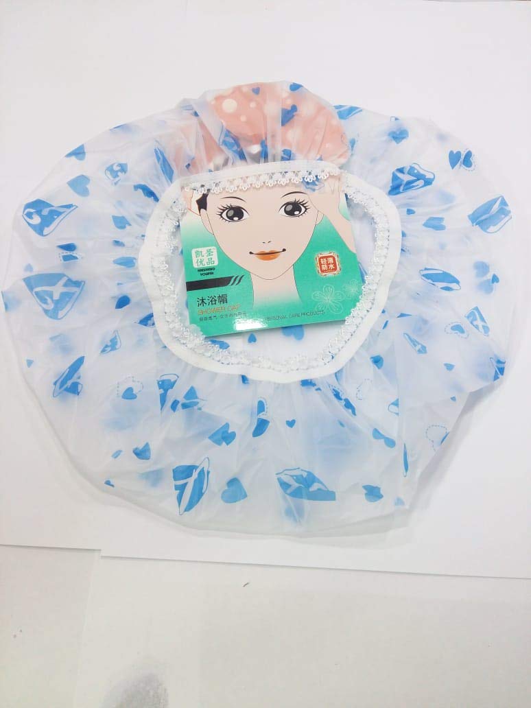 YOUMEIblue printed shower cap