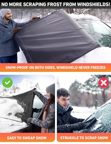 Image of EcoNour Car Snow Cover Compatible for Audi A3 A4 A5 A6 | Windshield Cover for Ice and Snow with S-Hook Straps | Heavy-Duty 600D Oxford Winter Car Cover, Waterproof & Anti-Slip