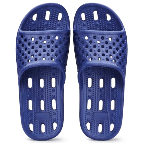 Image of Aoowoll Mens Shower Shoes With Holes Dry Quickly Bath Slippers Womens Non Slip Indoor Home Bedroom Pool Spa Guest College Dorm