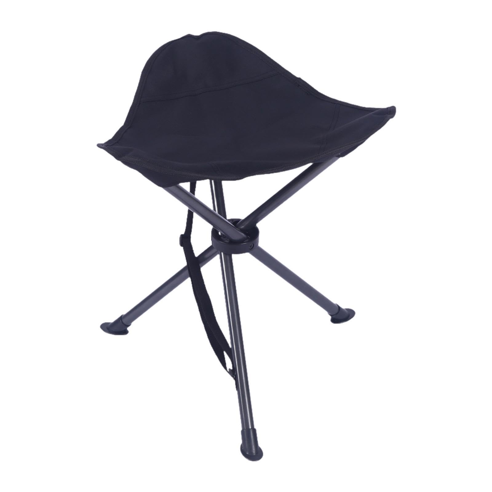 Tabouret Extérieur Chaise Pliable Siège Tripode Léger avec Sangle Antidérapant pour Adulte en Acier et Tissu Oxford pour Randonnée Jardin Pêche Campin, Noir