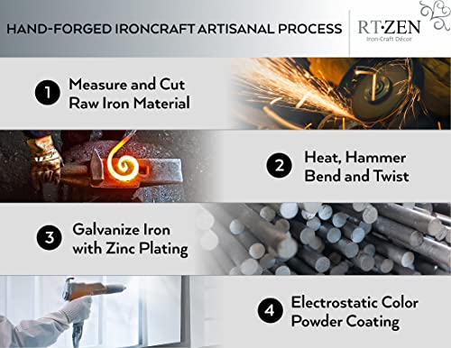 Rtzen Large Curtain Holders For Wall - Farmhouse Curtain Hooks For Drapes - Creative Black Curtain Tiebacks - Wrought Iron Drapery Curtain Holdbacks - Unique Metal Tie Backs For Curtains #TOP2