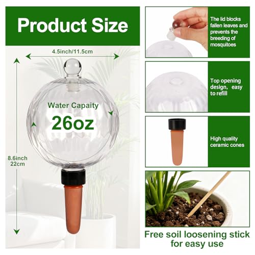 26oz Extra Large Self Watering Globes, Plant Watering Globes, Water Globes, Plant Water Bulbs, Watering Bulbs for Indoor Outdoor Potted Plants, Water Plants While Away 2-Pack