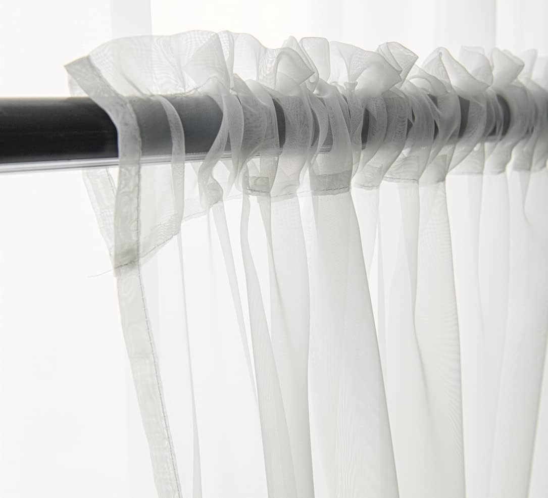 PI Ivory Sheer Valance Tier Curtains 18 inch Length, Voile Small Window Valance for Kitchen/Café Tier Rod Pocket 1 Panel (Ivory, W52XL18)