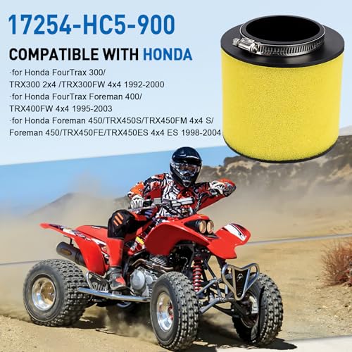 Image of 2-Pack TRX 300 400 450 Air Filter for Honda Fourtrax 300 TRX300 TRX300FW 1992-2000 Foreman 400 TRX400FW 1995-2000 Foreman 450 TRX450ES TRX450S TRX450FE TRX450FM 1998-2004 Replacement 17254-HC5-900