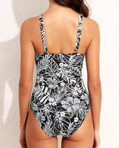 Tempt Me Women One Piece Swimsuits Tummy Control Bathing Suits High Neck Cutout Twist Front Swimwear2