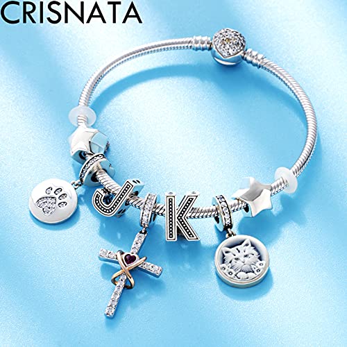 Vintage Initial A-Z Letter Charms, 925 Sterling Silver 26 Alphabet Beads Openwork 4 Leaf Clover, fits European Bracelet Necklace, Idea Gift for Family/Lover/Friends4