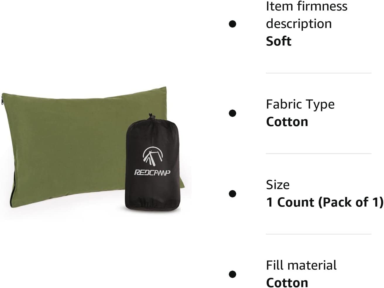 REDCAMP 30x40/50cm Camping Kopfkissen Komprimierbar, Campingkissen Weich Leicht, Reise Kissen Cover Pillow Outdoor, Kleines Kissen Blau Rot Grau Grün Mehrweg… (Armeegrün)