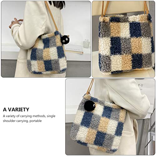 KESYOO Bolsa de PelÃºcia Crossbody Bolsa de Ombro Xadrez Lindo Desenho Animado de PelÃºcia Ombro Cru