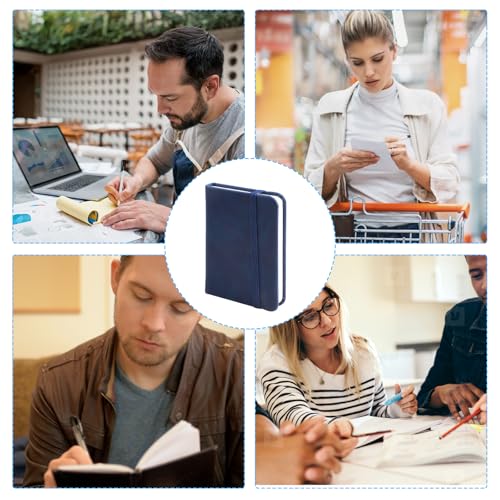 3 Stück Kleines Notizbuch A7, Mini Notizblock mit Gummiband, A7 kleine Pocket Notizbuch, Dickes Papier blaues Leder Notizheft Gesamt 300 Seiten,Für Tagebuch, Schule, Arbeit, Reisetagebuch,Tagesplaner