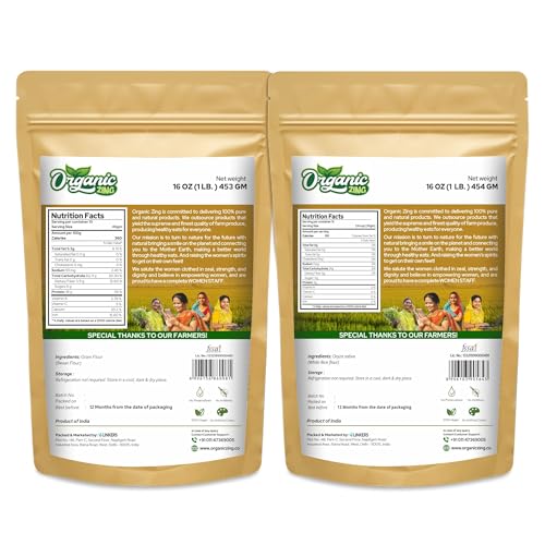 Image of Organic Zing Besan Flour also known as Chickpea Flour, Bengal Gram Flour or Garbanzo Bean Flour |Vegan| Product of India (Chana Besan + White Rice Flour)
