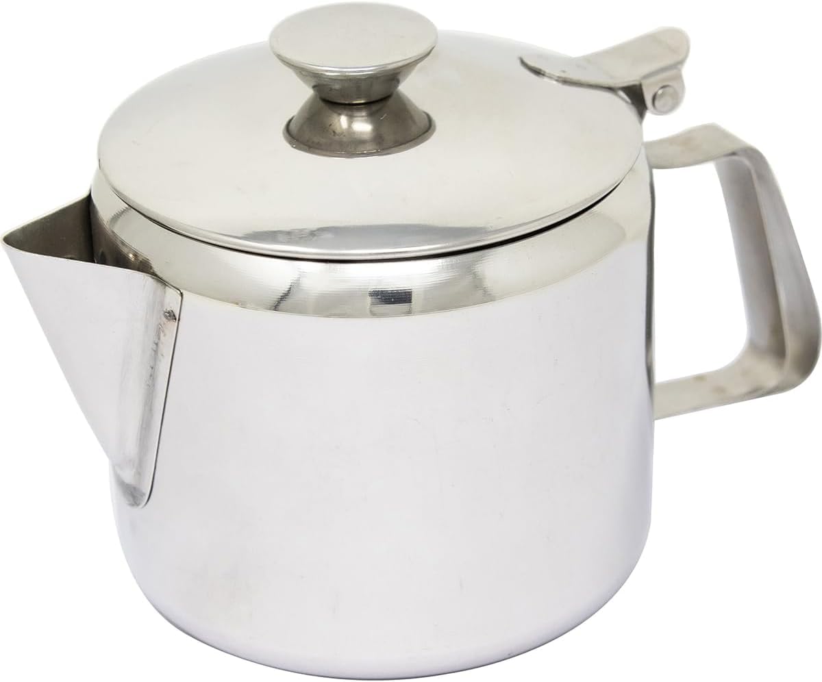 Bargains-Galore Silver Stainless Steel 24Oz Tea Pot - Coffee Kitchen Flip Lid Handle Restaurant Hotel | Tea Filter For Kitchen Café Hotel Restaurant And Office