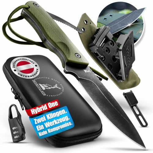 Deerstalker® Outdoor Messer aus Premium 14C28N Stahl, Feststehende Klinge aus einem Stück plus...
