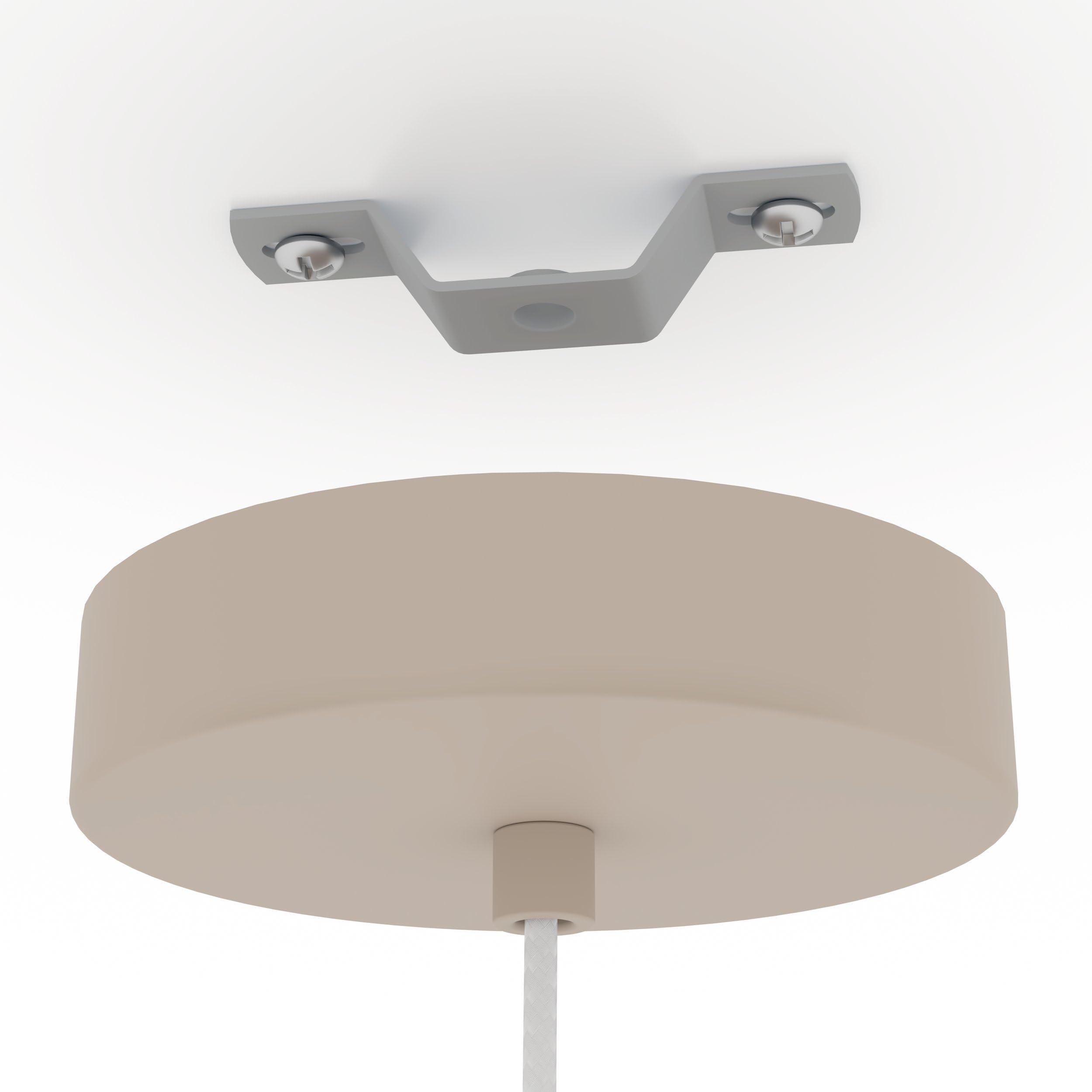 Eglo Terrarosa - Lampadario a 1 luce per il tavolo da pranzo, lampadario per sala da pranzo in metallo color sabbia e tessuto bianco, lampadario con attacco E27, diametro 24 cm