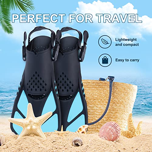 Bomcet Snorkel Fins, Diving Fins, Flippers For Snorkeling, Swimming Fins, Adjustable Flipper Fins For Adults Men/Women, Teens, Lightweight & Compact For Travel #TOP4