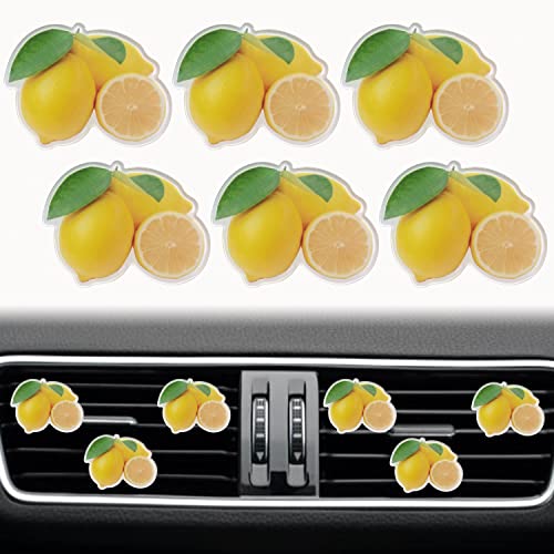 Image of Lemon Car Air Fresheners Vent Clips, 6 Pcs Lemon Scented Air Vent Clips Car Diffuser Vent Clip Long Lasting Car Interior Decor Charm Car Decoration Cute Car Accessories for Women Girls
