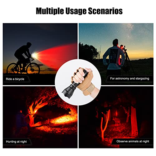 Image of KL52 Zoomable Hunting Flashlight Red Coyote Light Focus Adjustable Predator Varmint Lights with Stepless Dimming Pressure Switch, Quick Release Mount