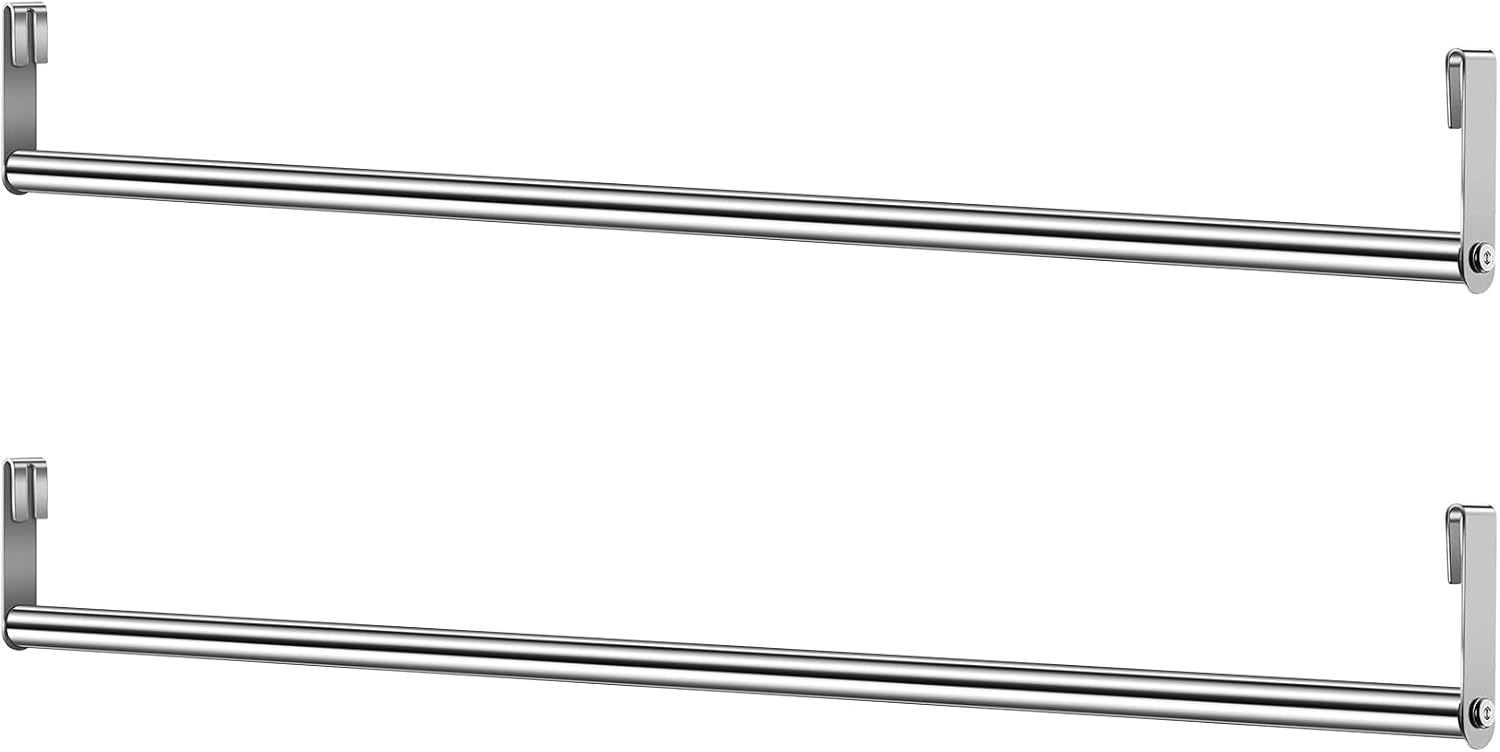 2 Pack Wire Shelving Garment Hanger Bar Wire Shelving Accessories Industrial Closet Clothes Rods for Home Retail Store(Silver,30 Inch) 30 Inch Silver