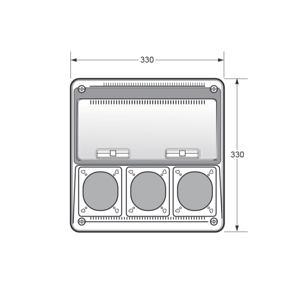 Quadro vuoto flangiato, 330x330x150mm, 16 moduli, 3 prese - Rosi RS3975