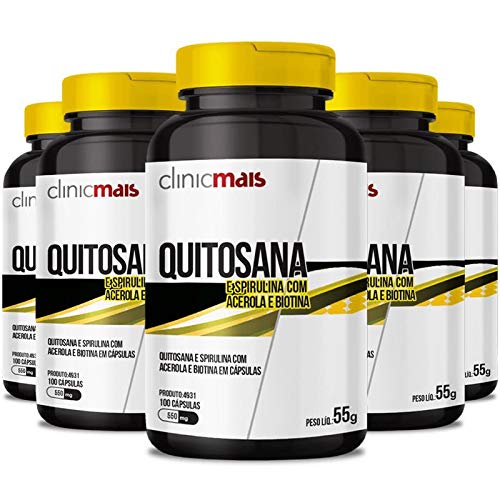 Kit 5 Quitosana 450mg Chá Mais 100 cápsulas