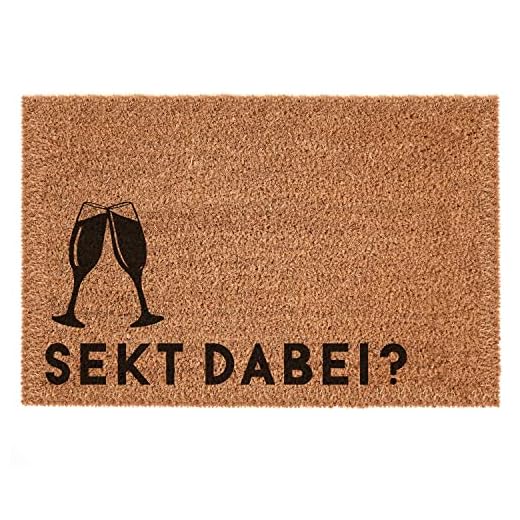 Interluxe Kokos-Fußmatte - Sekt dabei? - Motiv Gläser - Kokosfußmatte als Einzugsgeschenk oder Partydeko - Schuhmatte hergestellt in Deutscher Manufaktur (40 x 60 cm)