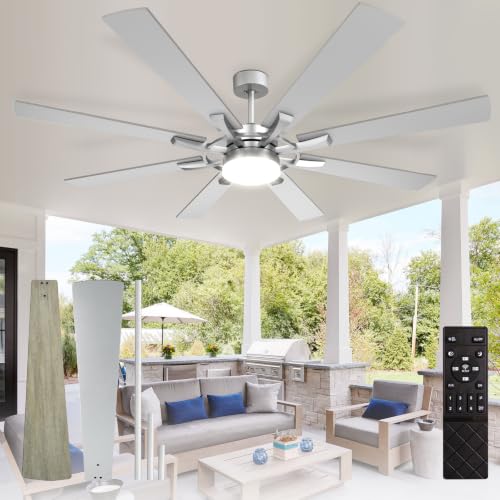 Image of Depuley 72-Inch Ceiling Fan with Light: Modern 8-Blade Brushed Nickel Indoor Outdoor Fans with Remote Control Dimmable Light - Ultra Quiet DC Motor Reversible 6 Speed Timer