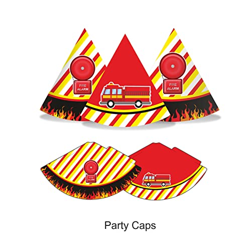Image of PRETTY UR PARTY Fire Truck Party Decorations Kit - 80 Pcs Includes Banner,Balloons,Thank You,Centerpiece,Danglers,Fire Truck Birthday Party Supplies,Birthday Party Decor,Birthday Banner For Boys Kids
